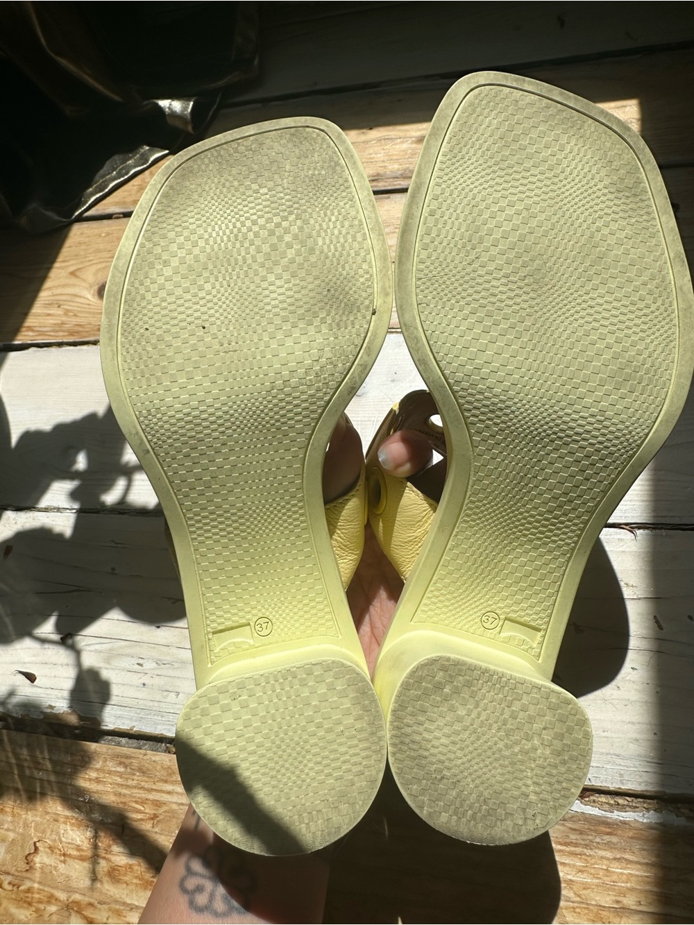 SOLD - Camper Yellow Grommet Heeled Slide Sandals - Women - Picture 5 of 5